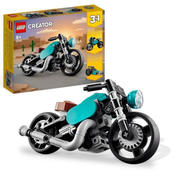 LEGO® Creator 3-i-1 31135 vintage motorcykel, klassisk och gatubilsleksak, med Dragster