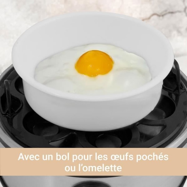 SUNTEC äggkokare i rostfritt stål EGG-8564 Design för 1 till 7 ägg, justerbar tillagning, ljudsignal och skål för äggröra