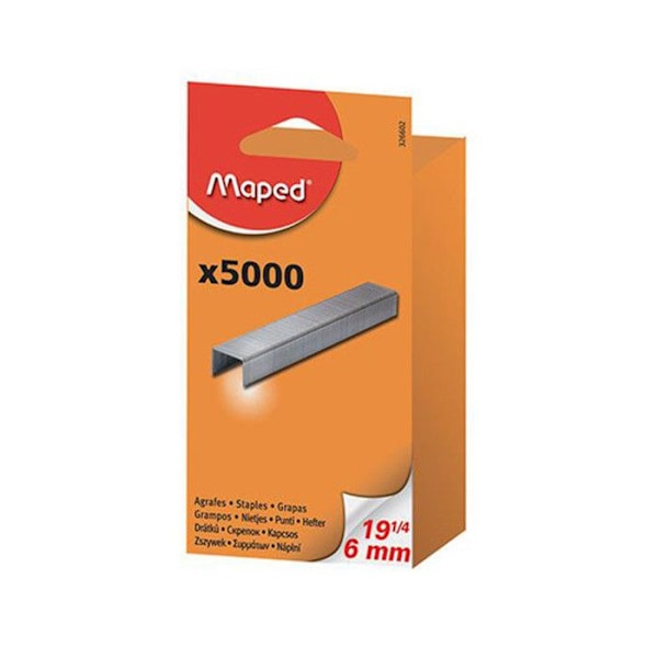 Häftklamrar - MAPED - SP19 1/4 - 6 mm - Förzinkat - Kartong med 5000 stycken