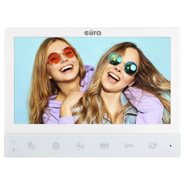 Eura - VDP-80C5 - 4-tråds videointercom 2 x 7 tum färgskärm 2 ingångar FHD RFID-kryptering 1080p Wiess