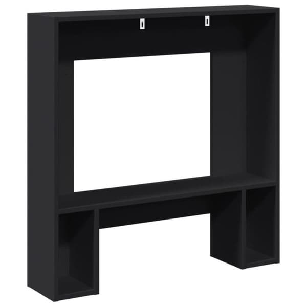 Svart eldstadsram 81x18x82 cm ingenjörsträ Svart