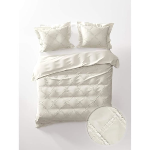 Duvetöverdrag - Madelein - 140x220 cm - 100% Bomull Percale - Färg Ecru - Antik ääne äggskal