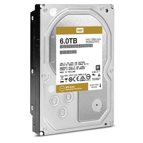 Guld intern hårddisk - 6TB - 128MB - 3,5" WD6002FRYZ - Western Digital