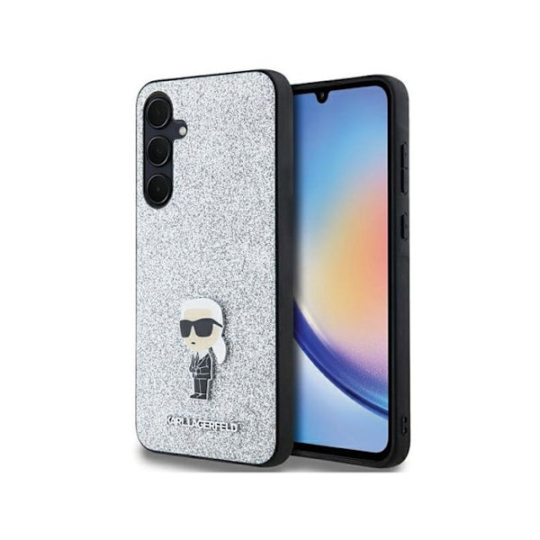 Mobilskal - Karl Lagerfeld - Galaxy A35 5G - Silver - Glittrande paljetter - Ikonik Logotyp Pengar
