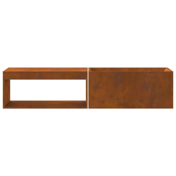 Braser - 160x45x35 cm - Väderbeständig stål - Rektangulär - Förvaring för ved brun