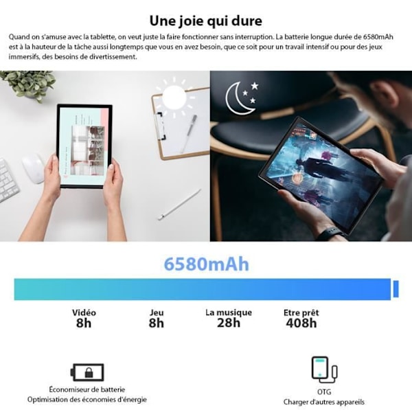 Pekskärmsplatta - Blackview Tab 8E - 10,1 tum HD - 32GB - 128GB Lagring - Android 10.0 - Octa core 6580 mAh WiFi GPS - Grå