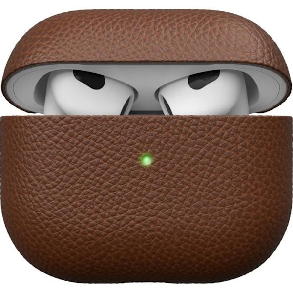 Skyddsetui - KEYBUDZ - Apple AirPods 3 - Äkta läder - Brun - Stötbeständig kastanj