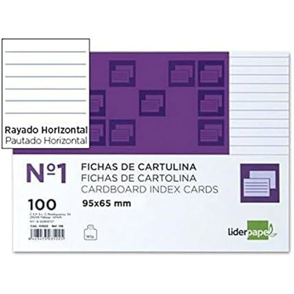 Fich lignée - LIDERPAPEL - nr 1 - 65 x 95 mm - Paket med 100 - 180 g/m² mångfärgad