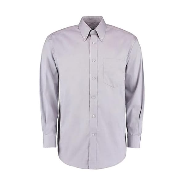 Kustom Kit Premium Oxford Klassisk Passform långärmad skjorta - silvergrå silvergrå XXL