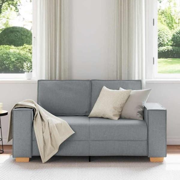 Soffa 2 platser Ljusgrå 120 cm Tyg