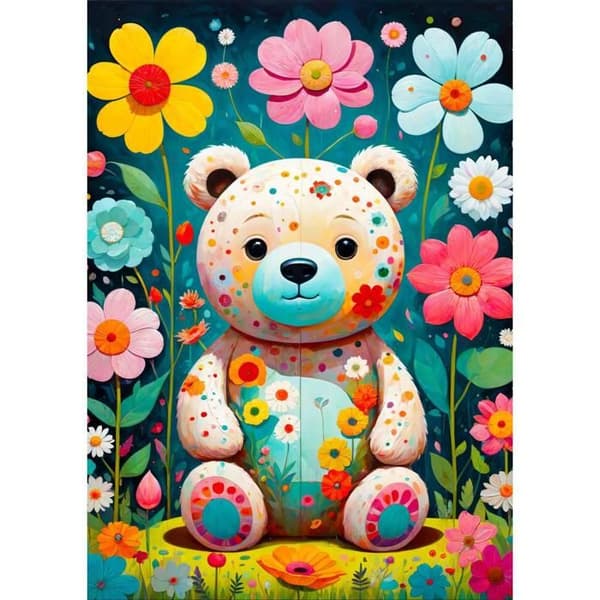 Pussel 1000 Bitars: Blomster Nalle