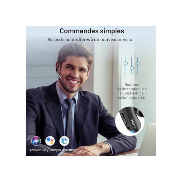Callez Bluetooth V5.0 Mono – Dubbel mikro CVC8.0/ENC, 8 h samtal, Svart