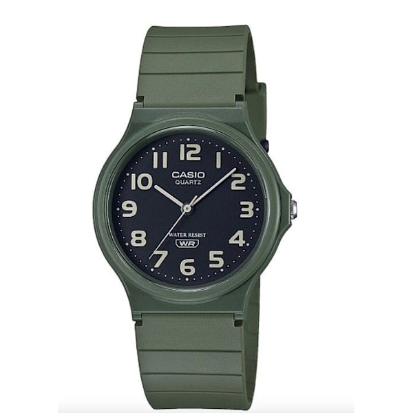 Casio Vattentålig - Grön silikon - Svart urtavla - MQ-24UC-3BDF - Index arabisk siffra