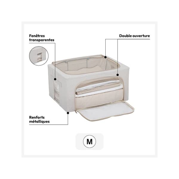 Förvaringspåse "Groomy" dubbelöppning 60x40cm - 5five beige