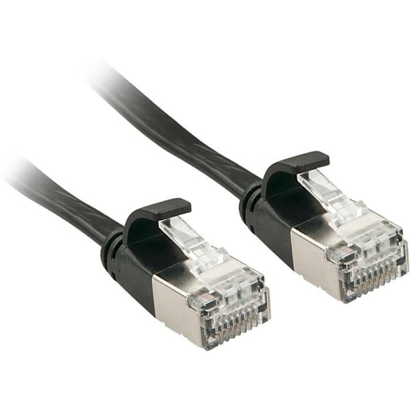 LINDY CAT 6a patchkabel - 2m - FTP - Svart - Gjuten, platt, utan krok