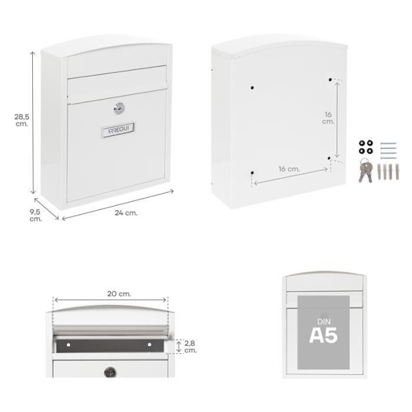 ARREGUI Compact E5731 Stålpostlåda, utomhuspostlåda, väggmonterad postlåda, regntät