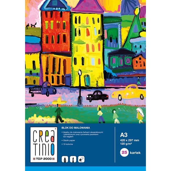 Top-2000 ritpapper - 400079858 - Creatino Set med 10 A4 färgblock 20 ark 120 g/m Vit