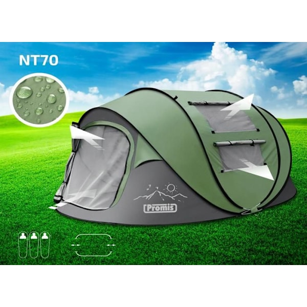 TURISTISK CAMPINGTÄLT för 3 pers. POP-UP SJÄLVUTVIDGANDE Lovar 3 SEKUNDER