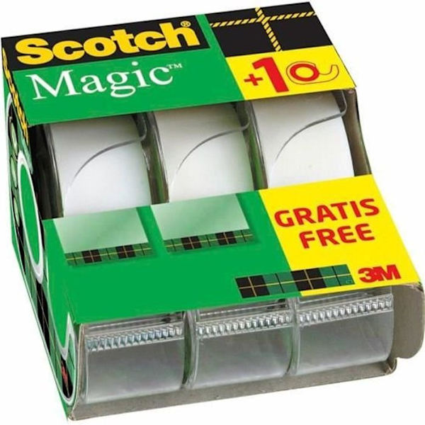 SCOTCH 3-pack dispenser med Caddy Magic-tejp - 2 + 1 gratis - 19 mm x 7,5 m Transparent