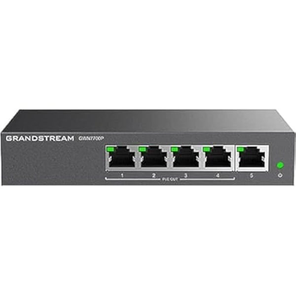 Ohanterad switch - Grandstream - GWN7700P - 5 portar - 4X PoE - Svart färg Svart