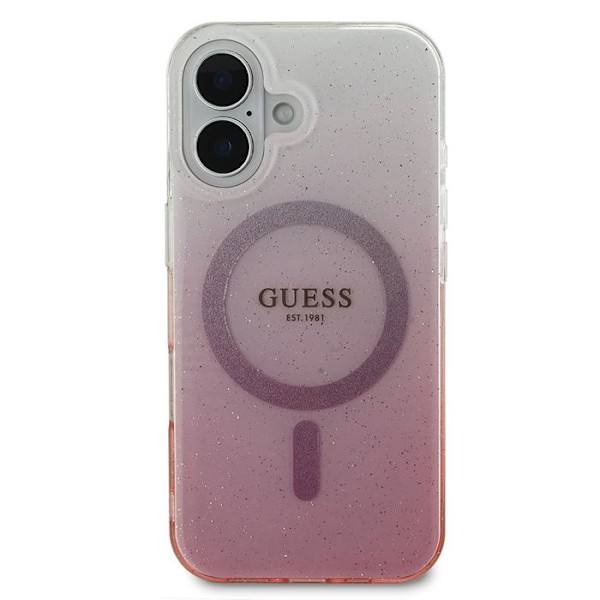 Coque Guess IML Glitter Gradient MagSafe för iPhone 16 Plus (Rosa)