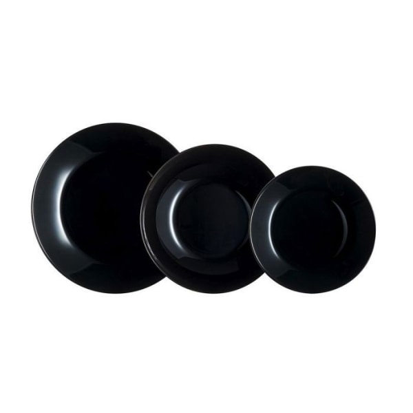 Luminarc - 7405051 - Arcopal Zelie servisset i svart glas, 12 delar, 4 platser, svart