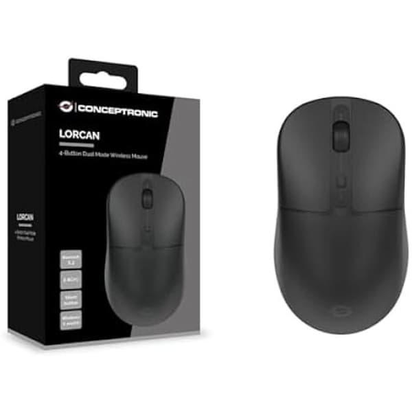 Trådlös mus - CONCEPTRONIC - LORCAN04B - Bluetooth 5.2 - 4 knappar - Justerbar DPI Svart