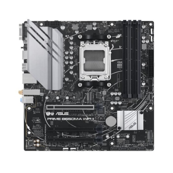 ASUS PRIME B650M-A WIFI II - Micro ATX Socket AM5 AMD B650 moderkort - 4x DDR5 - M.2 PCIe 5.0 - USB 3.1 - PCI-Express 4.0 16x - LAN