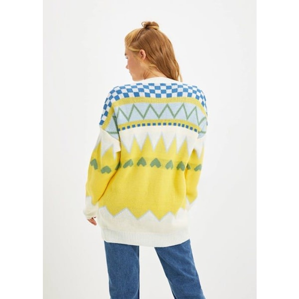 Trendyol cardigan - TWOAW21HI0517 - Gul jacquardstickad kofta för kvinnor Gul S