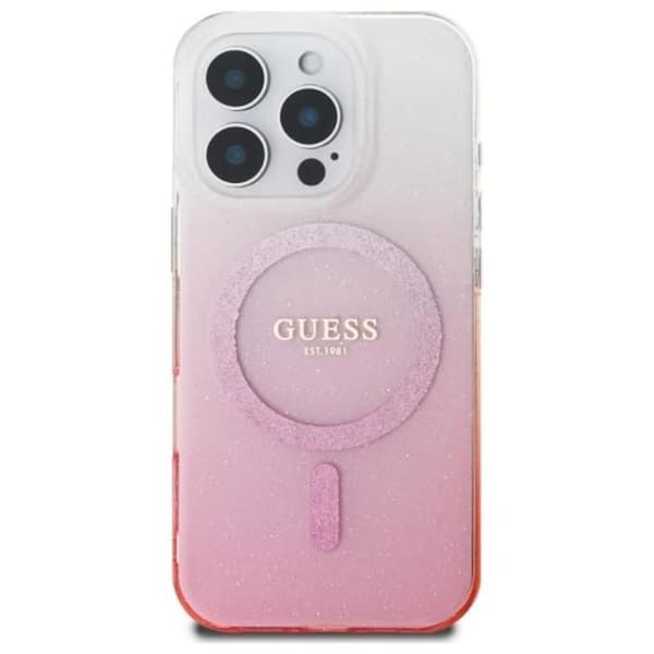 Coque Guess IML Glitter Gradient MagSafe för iPhone 16 Pro (Rosé)