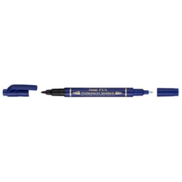 Permanent marker - Pentel - Pen - Double tip - Black - Indelible Svart