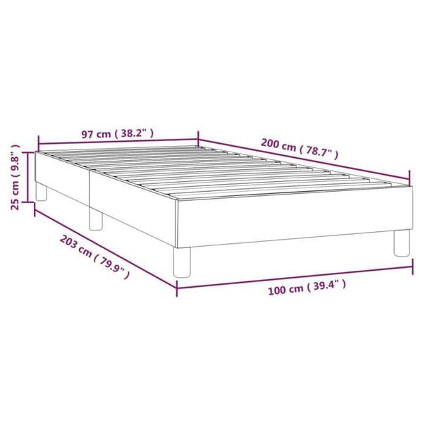 vidaXL Sängram med ribbor mörkgrå 100x200 cm tyg 3120493 Mörkgrå