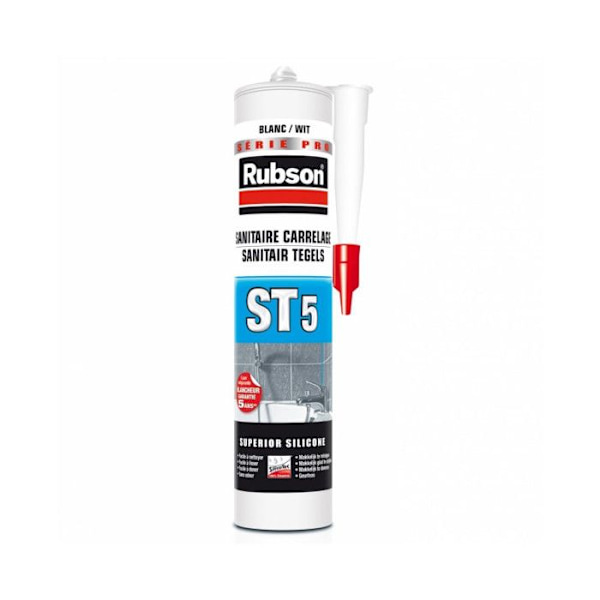 Rubson Rubson ST5 silikonfogmassa lätt utjämnande ljusgrå 300ml patron Ref.1631750 - OD Svart