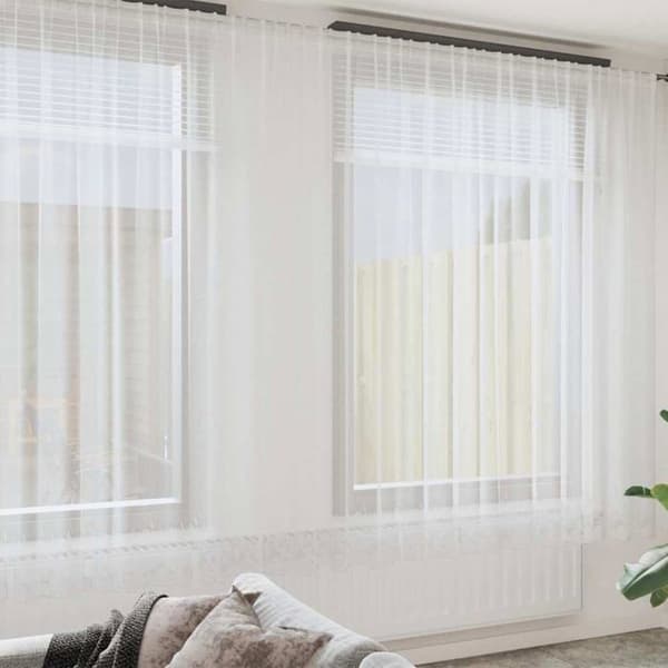 Blommönstrad spetsgardin - vidaXL - Vit - Polyester - 260x600 cm - Ljusfilterande - Integritetspaneler Vit