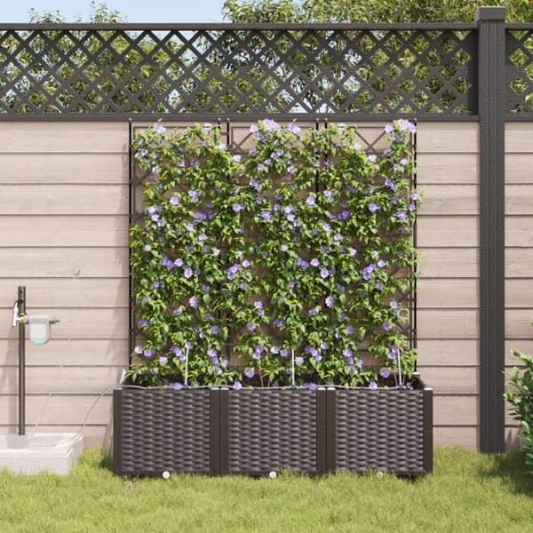 Blomlådor med bevattningssystem 3 stycken Brun