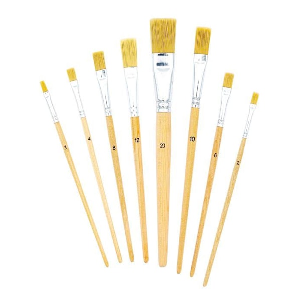 Tsi - 49209 - Set med penslar för måleri, 8 st, Storlekar: 1, 2, 4, 6, 8, 10, 12 och 20, Naturstång, Art. nr.