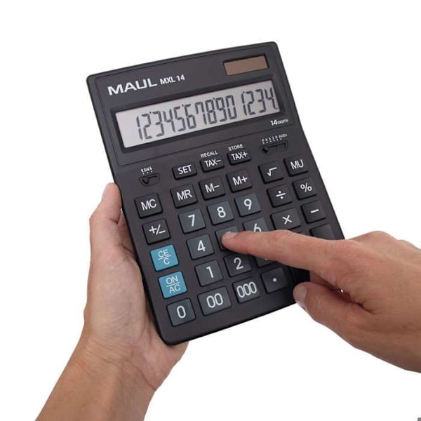 MAUL Kontorsräknare MXL 14 LCD-display 1 rad, 14 siffror Solenergi Batteri 20.5 x 15.5 x 3.5 cm svart svart