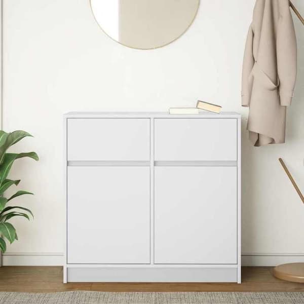 vidaXL Buffé med låda vit 80x34x76 cm ingenjörsträ, förvaringsmöbel, buffé, hallmöbel, buffémöbel 861535