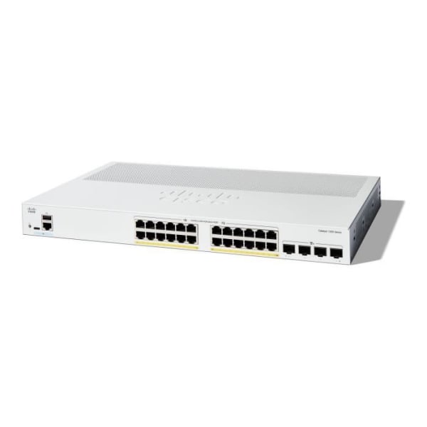 - Cisco - Cisco Catalyst 1300-24P-4X - Switch - C3 - Managed - 24 x 10/100/1000 (PoE+) + 4 x 10 Gigabit SFP+ - Rackmonterbar