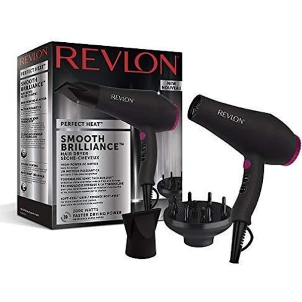 Hårtork - REVLON - RVDR5251E - Perfect Heat - 2000 W - AC motor - 2 hastigheter - Svart / Rosa svart och rosa