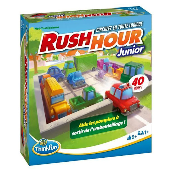 ThinkFun-Rush Hour Junior-Logikspel-Pussel-Trafikstockning-40 utmaningar 4 nivåer-1 spelare eller fler från 5 år gammal-Ravensburger-76604 Flerfärgad