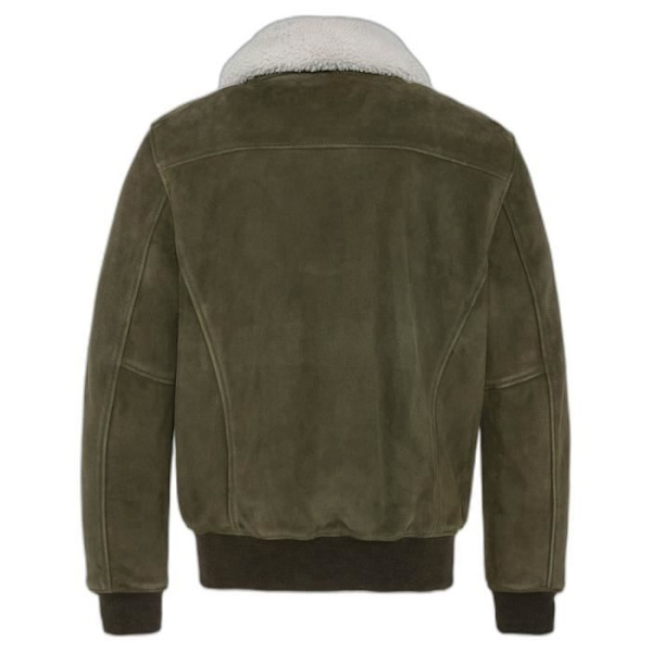 Schott bomberjacka i mocka - khaki - M