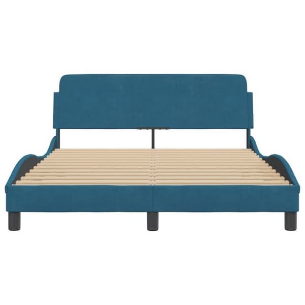 vidaXL Sängram med sänggavel Dover blå 140x190cm sammet 373176
