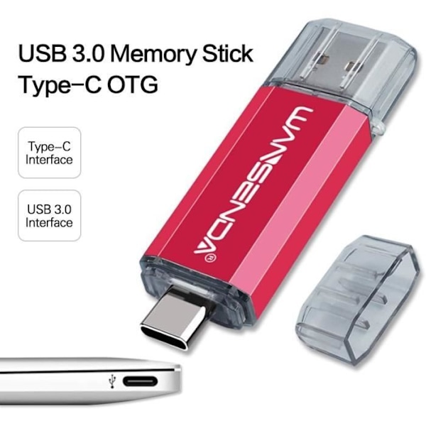 USB-sticka - Wansenda - 512Go - USB 3.0 - Typ C - Kompatibel med Android/PC/Mac