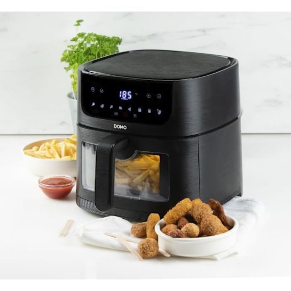 Varmluftsfritös - DOMO - DO540FR - 6L - Digital skärm - 8 program - Deli-Fryer Svart