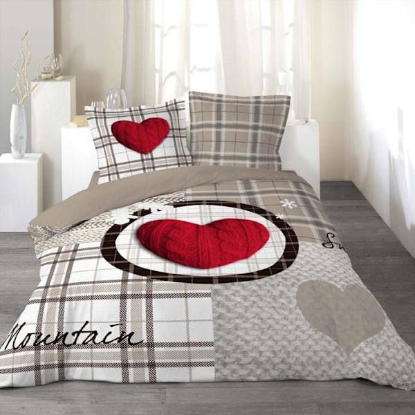 Påslakanset - DOUCEUR D'INTERIEUR - ALPIN - 100% bomull - 220x240cm - Flerfärgad Beige