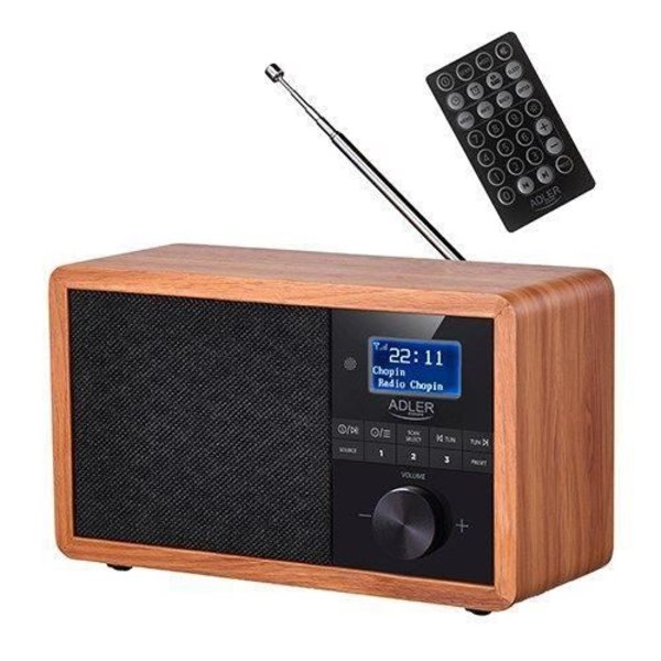 Adler Digital bärbar radio Svart, Trä - AD 1184