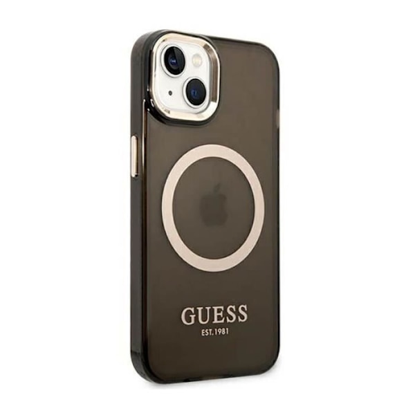 Guess Gold Outline Translucent MagSafe - Fodral för iPhone 14 Plus (svart) - 3666339069599