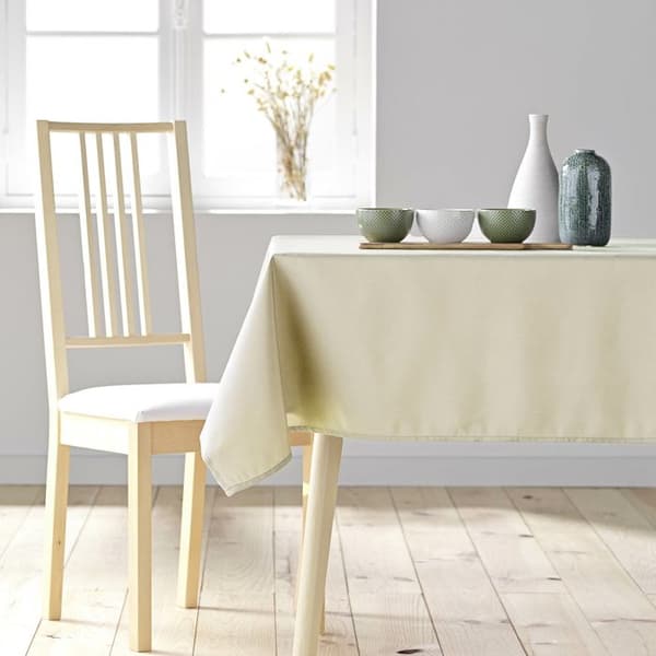 Rektangulär bordsduk 140 x 300 cm enfärgad polyester - Natur Naturlig