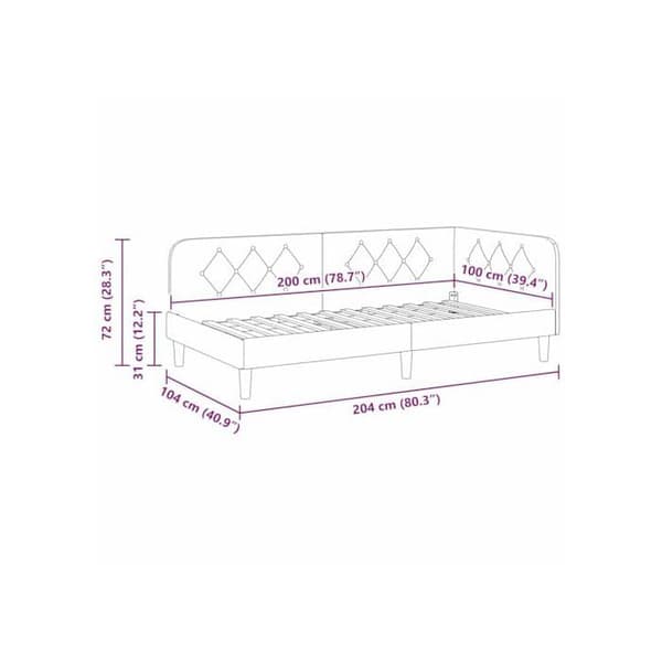 Vinkelsängram i sammet - vidaXL - Ljusgrå - 100x200 cm - L-formad design - Mångsidig bäddsoffa Ljusgrått